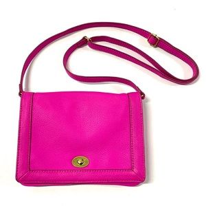 NEW J. Crew Fuchsia Leather Crossbody Purse
